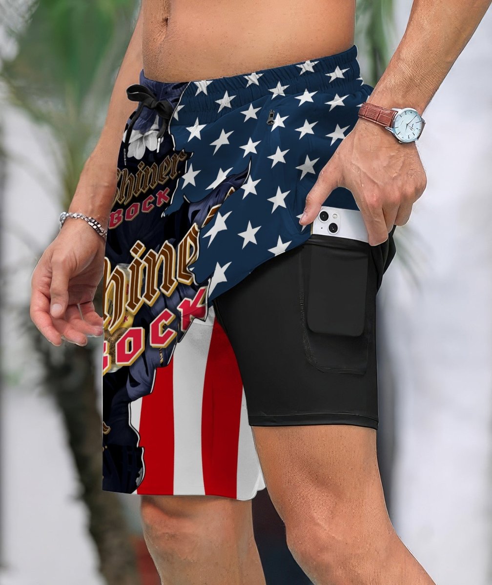 Tropical America Shiner Bock Compression Liner Swim Trunks - Flexiquor.com