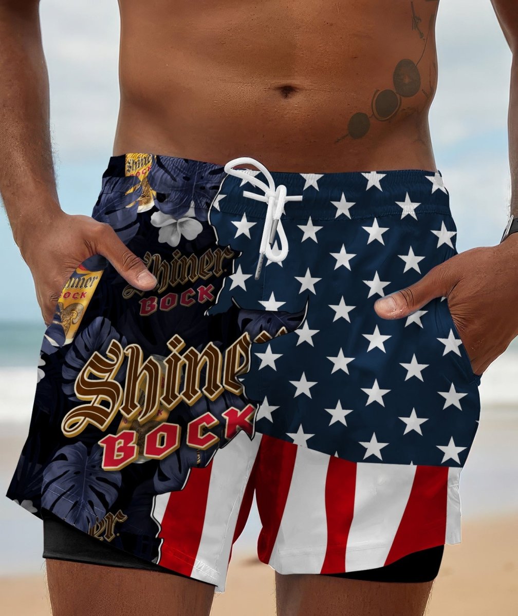 Tropical America Shiner Bock Compression Liner Swim Trunks - Flexiquor.com