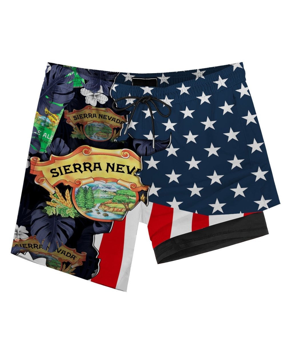 Tropical America Stella Artois Compression Liner Swim Trunks - Flexiquor.com