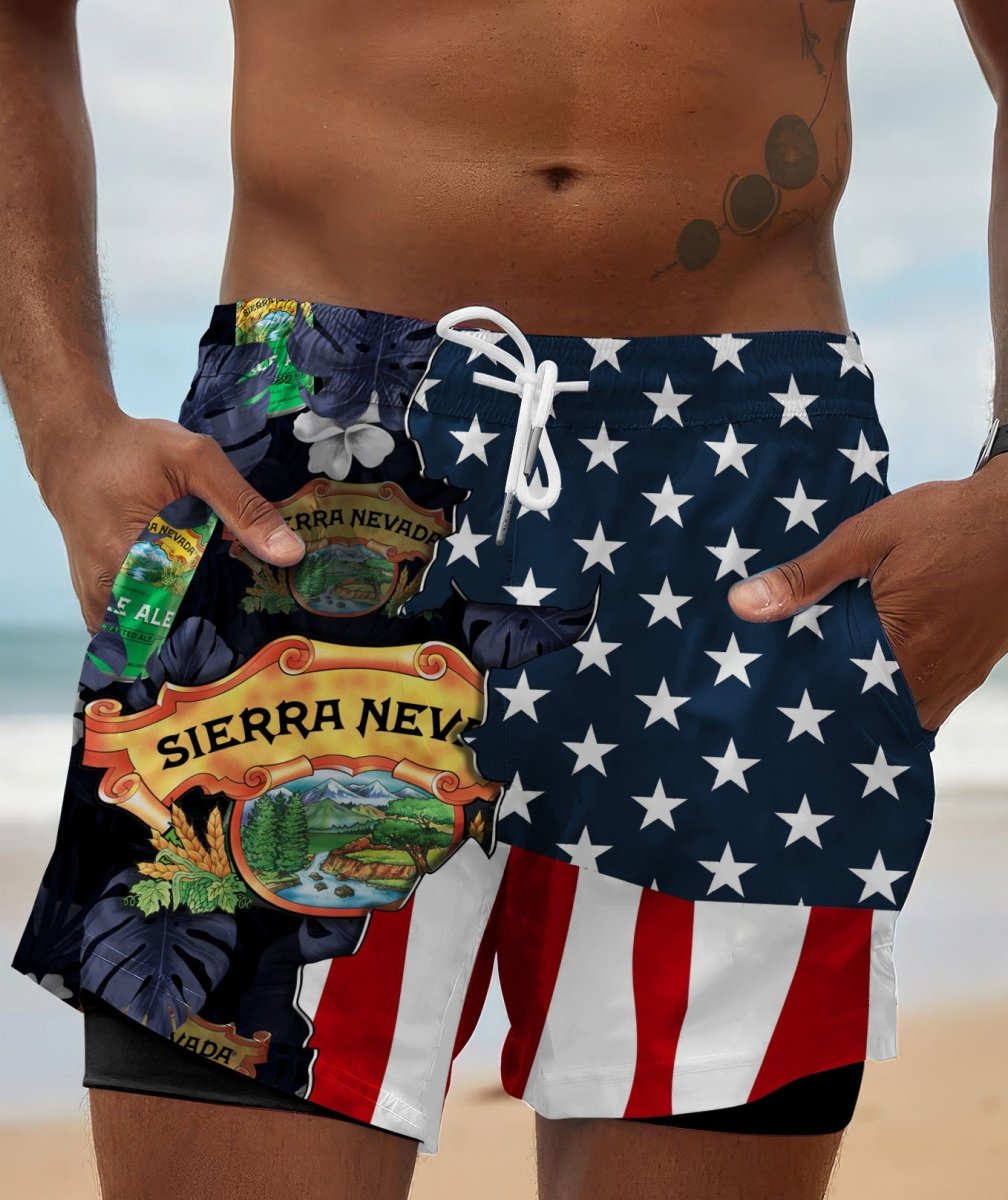 Tropical America Stella Artois Compression Liner Swim Trunks - Flexiquor.com