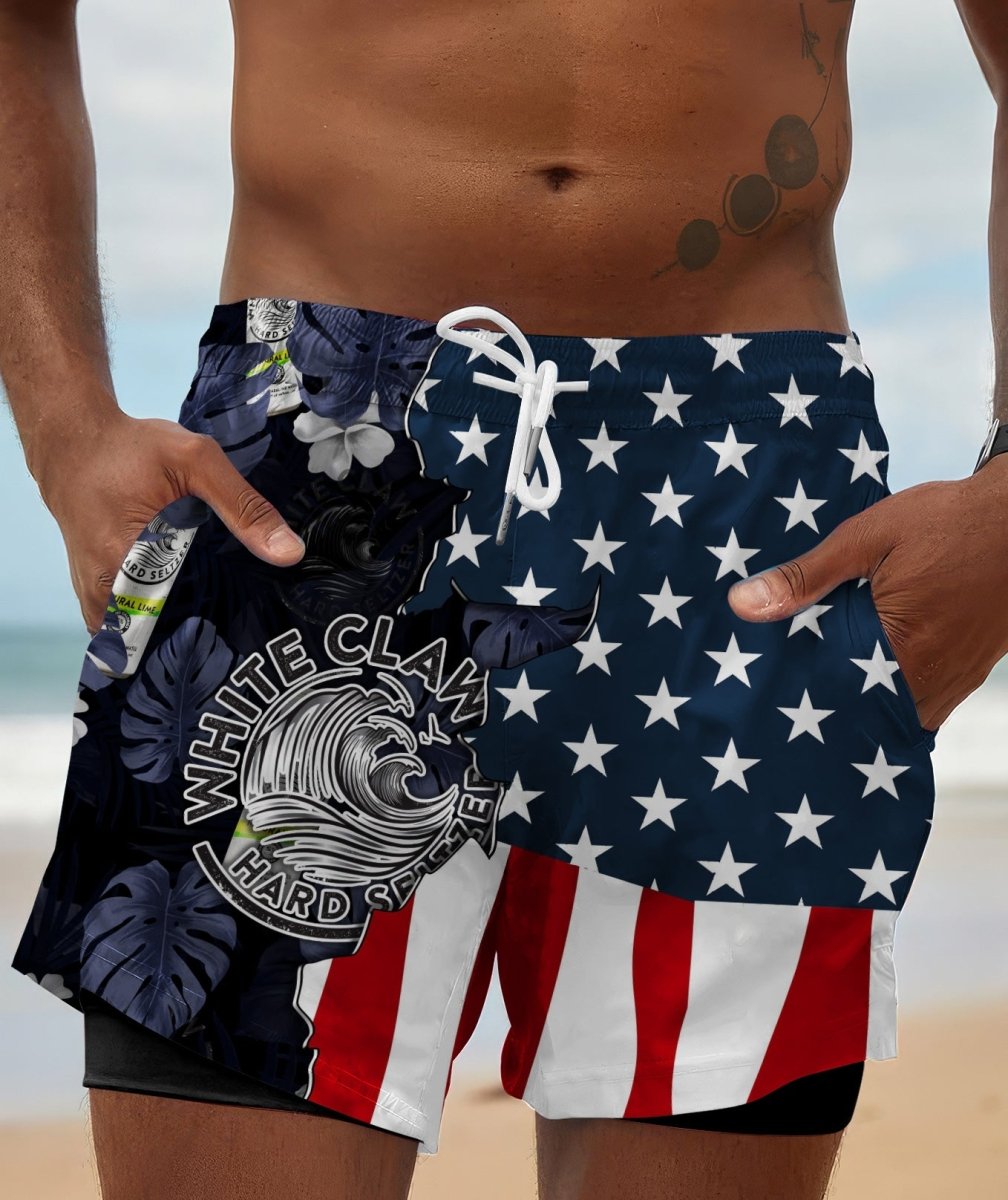 Tropical America White Claw Compression Liner Swim Trunks - Flexiquor.com