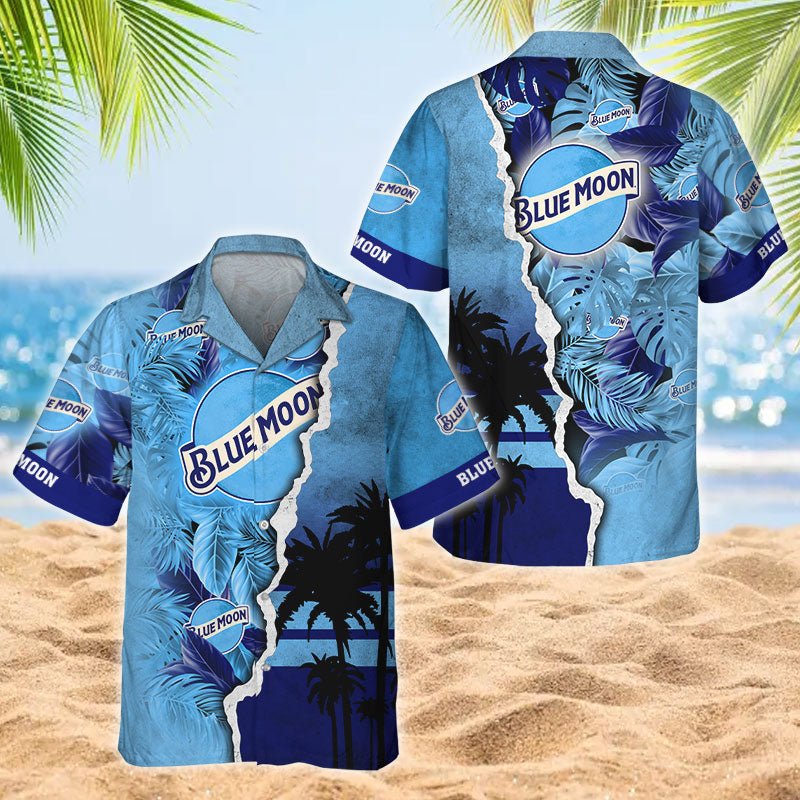 Tropical Torn Paper Blue Moon Hawaiian Shirt - Flexiquor.com