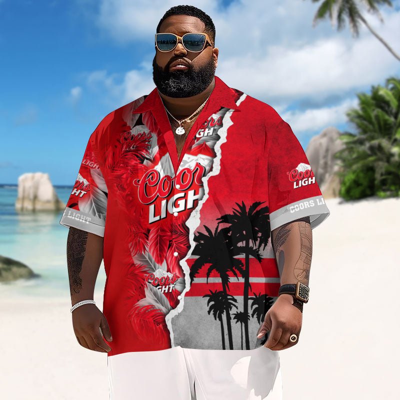 Tropical Torn Paper Coors Light Men's Plus Size Hawaiian Shirt - Flexiquor.com