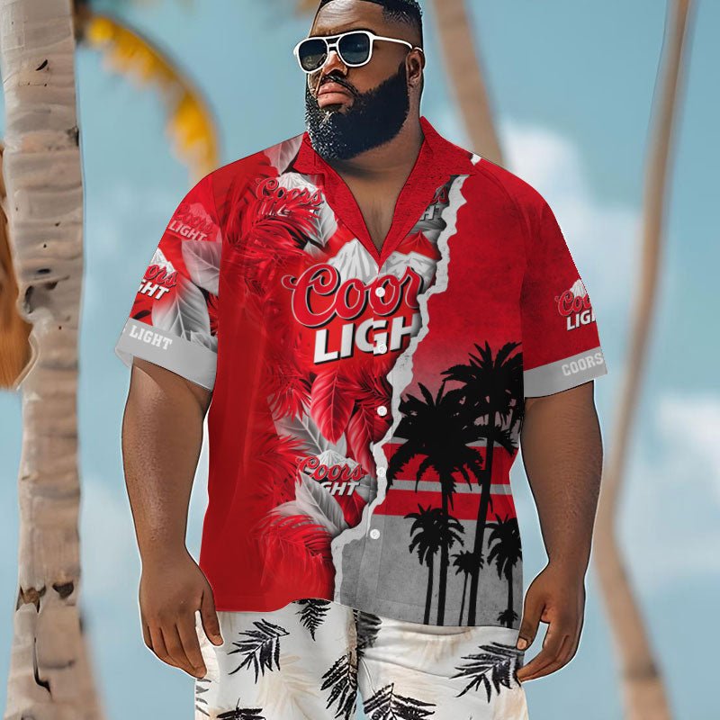 Tropical Torn Paper Coors Light Men's Plus Size Hawaiian Shirt - Flexiquor.com