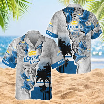 Tropical Torn Paper Corona Extra Hawaiian Shirt - Flexiquor.com