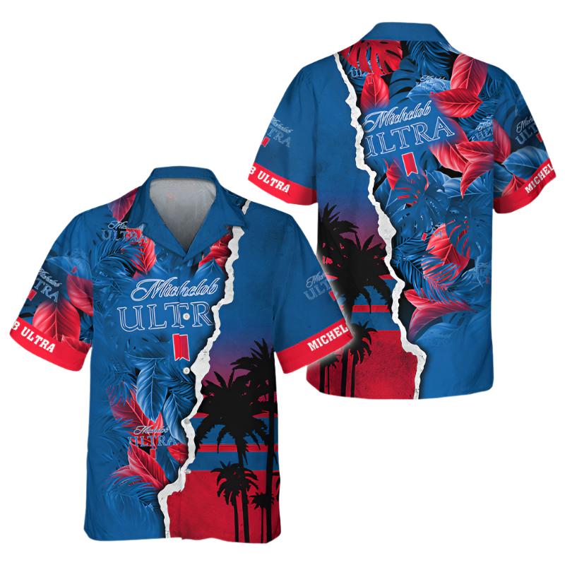 Tropical Torn Paper Michelob Ultra Hawaiian Shirt - Flexiquor.com