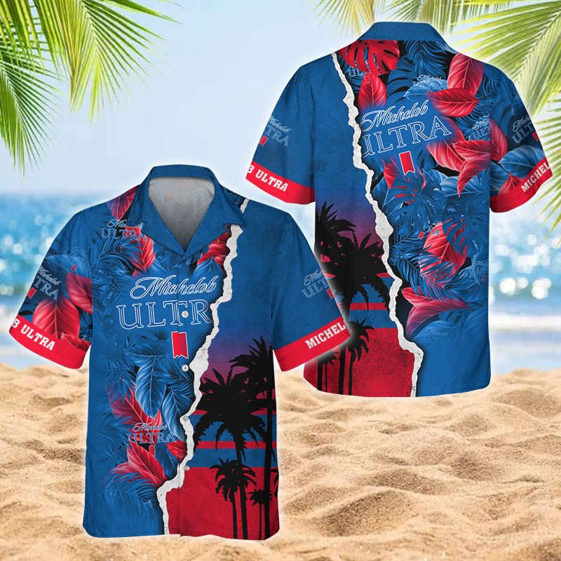 Tropical Torn Paper Michelob Ultra Men's Plus Size Hawaiian Shirt - Flexiquor.com