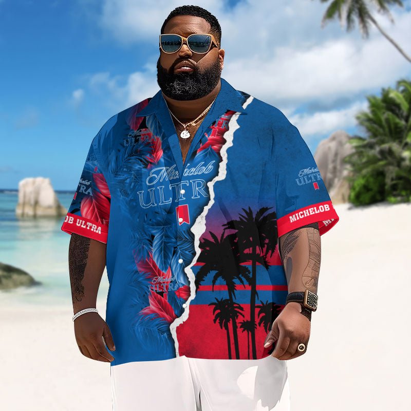 Tropical Torn Paper Michelob Ultra Men's Plus Size Hawaiian Shirt - Flexiquor.com