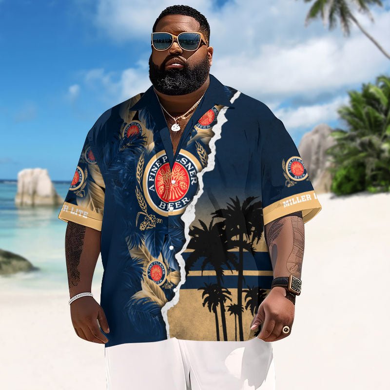 Tropical Torn Paper Miller Lite Men's Plus Size Hawaiian Shirt - Flexiquor.com