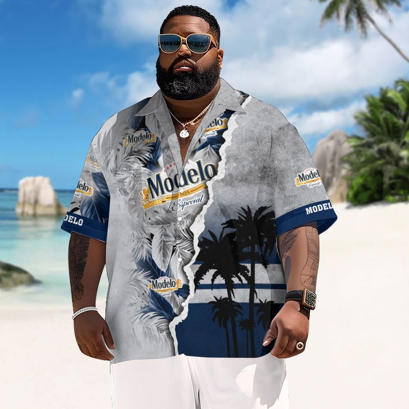 Tropical Torn Paper Modelo Men's Plus Size Hawaiian Shirt - Flexiquor.com