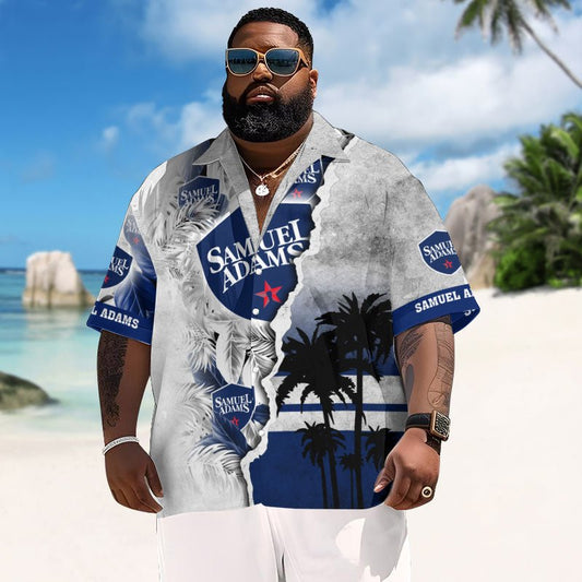 Tropical Torn Paper Samuel Adams Men's Plus Size Hawaiian Shirt - Flexiquor.com