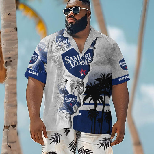 Tropical Torn Paper Samuel Adams Men's Plus Size Hawaiian Shirt - Flexiquor.com