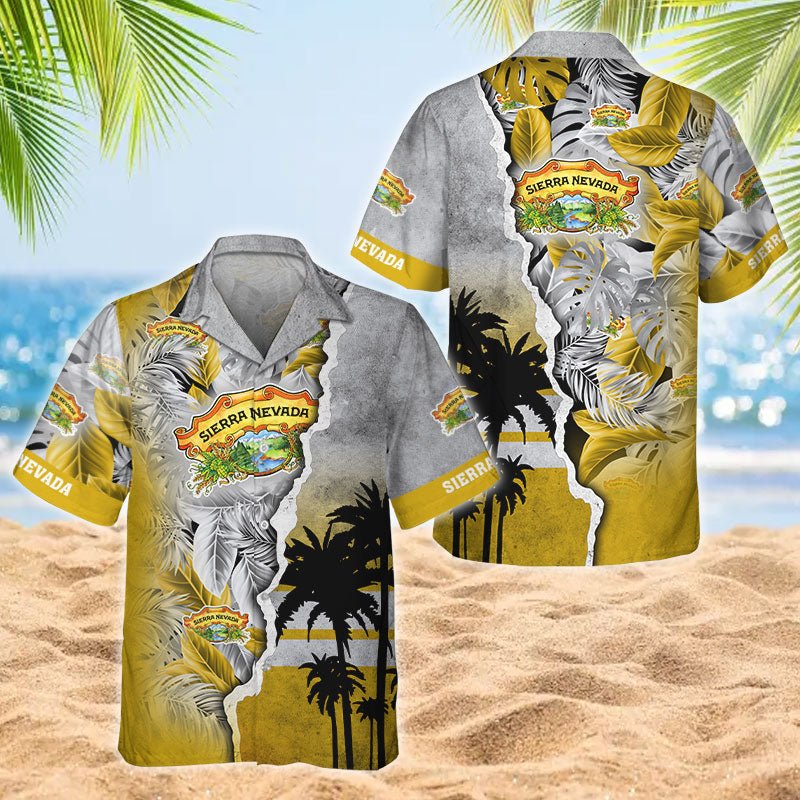 Tropical Torn Paper Sierra Nevada Hawaiian Shirt - Flexiquor.com