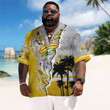 Tropical Torn Paper Sierra Nevada Men's Plus Size Hawaiian Shirt - Flexiquor.com