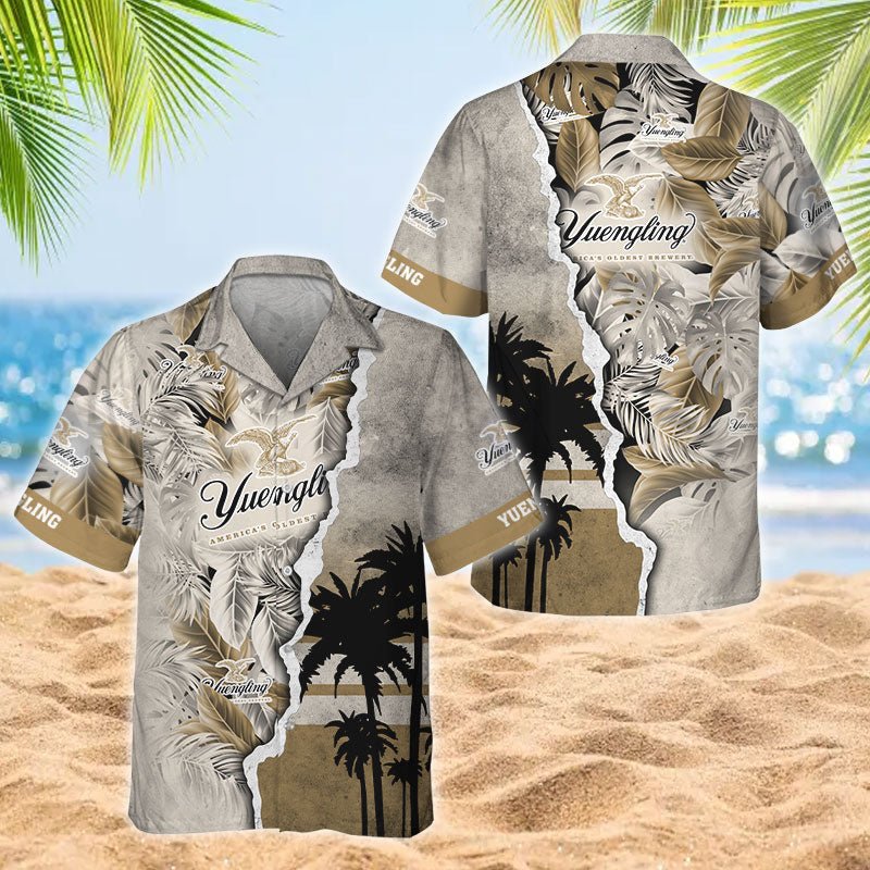 Tropical Torn Paper Yuengling Men's Plus Size Hawaiian Shirt - Flexiquor.com