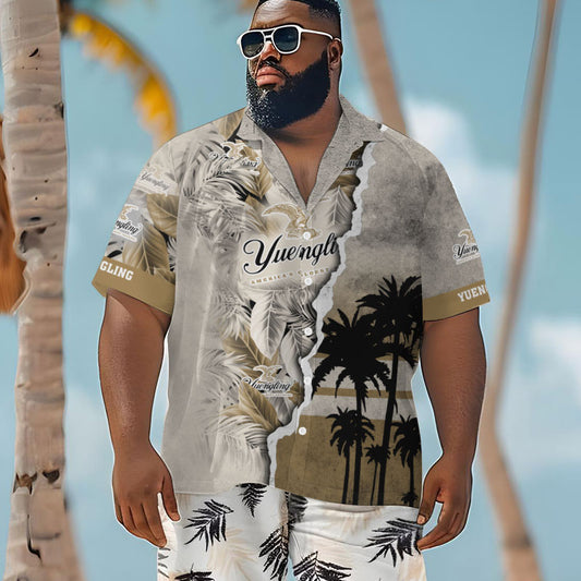 Tropical Torn Paper Yuengling Men's Plus Size Hawaiian Shirt