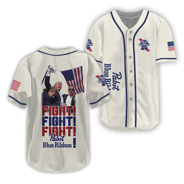 Trump Fight Fight Fight Pabst Blue Ribbon Baseball Jersey - Flexiquor.com