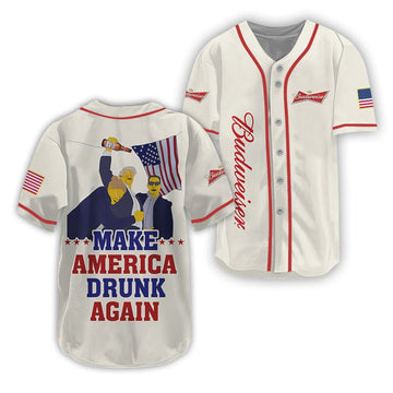 Trump Make American Drunk Budweiser Again Baseball Jersey - Flexiquor.com