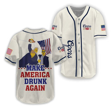 Trump Make American Drunk Coors Banquet Again Baseball Jersey - Flexiquor.com