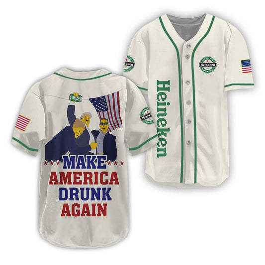 Trump Make American Drunk Heineken Again Baseball Jersey - Flexiquor.com