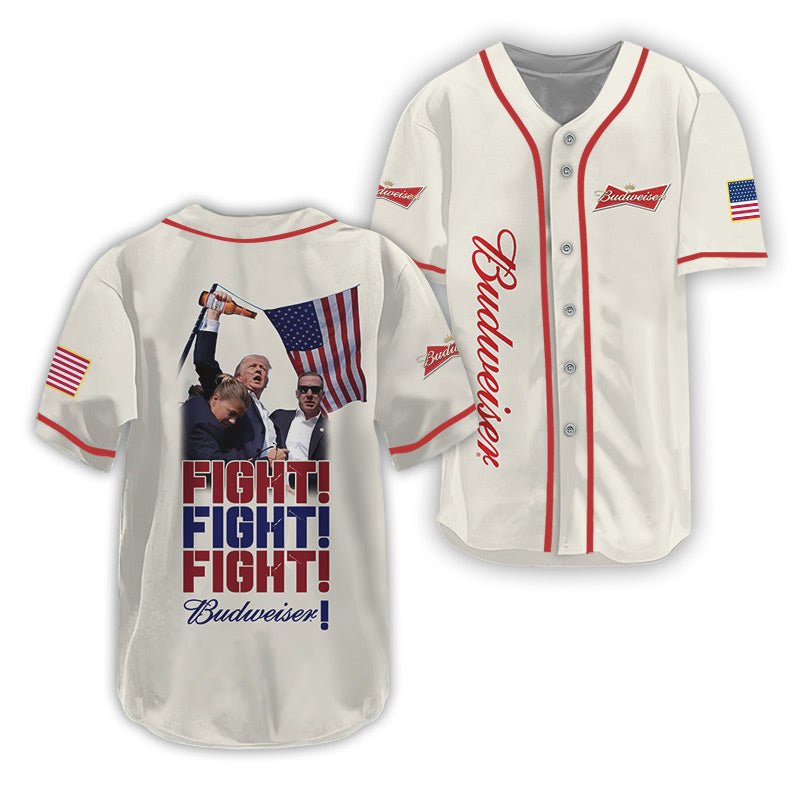 Trump Fight Fight Fight Budweiser Baseball Jersey - Flexiquor.com