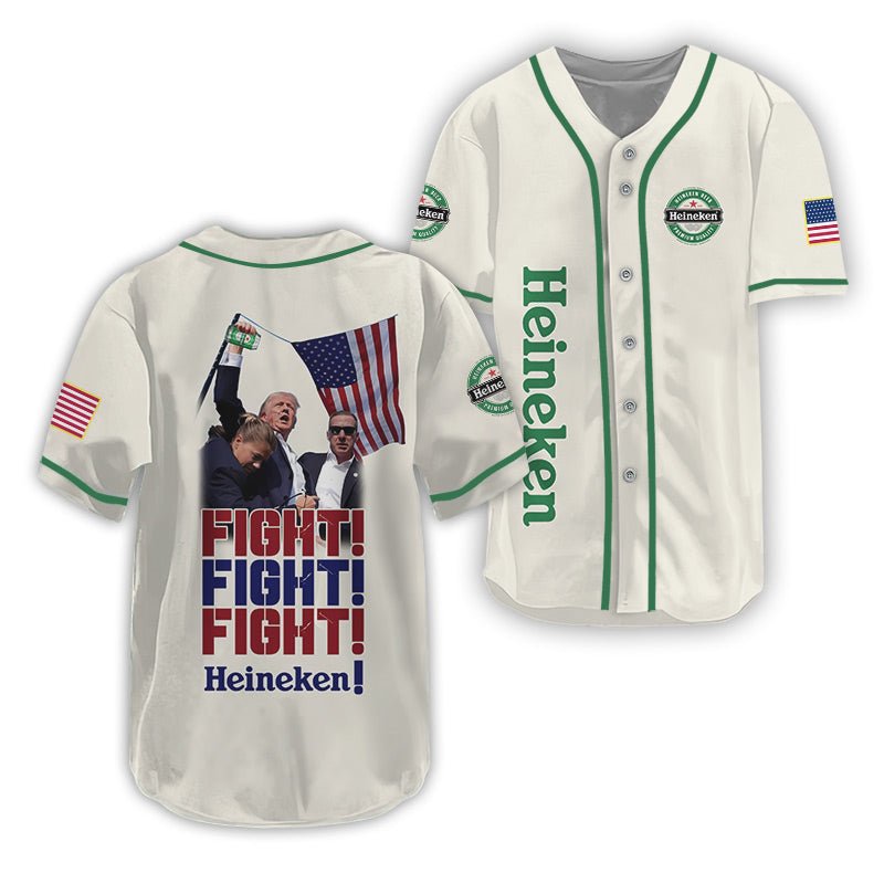 Trump Fight Fight Fight Heineken Baseball Jersey - Flexiquor.com