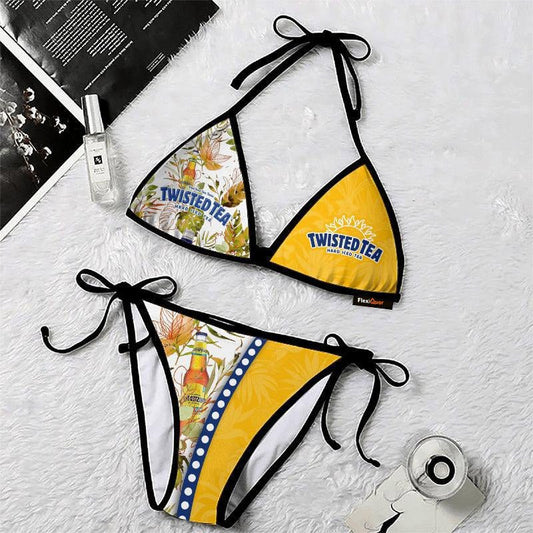 Twisted Tea Flower Triangle Beach Bikini - Flexiquor.com