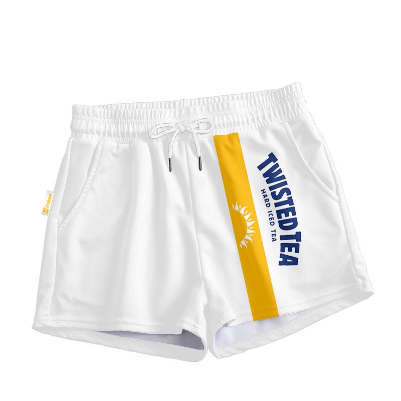 Yellow Stripe Twisted Tea Women's Casual Shorts - Flexiquor.com