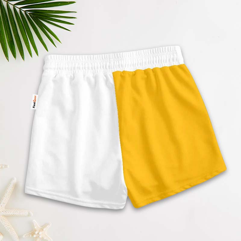 Yellow White Twisted Tea Women's Casual Shorts - Flexiquor.com