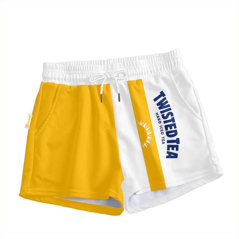 Yellow White Twisted Tea Women's Casual Shorts - Flexiquor.com