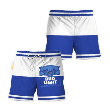 Bud Light Blue And White Basic Swim Trunks - Flexiquor.com