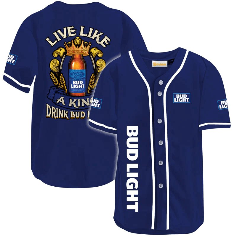 Bud Light Live Like A King Baseball Jersey - Flexiquor.com