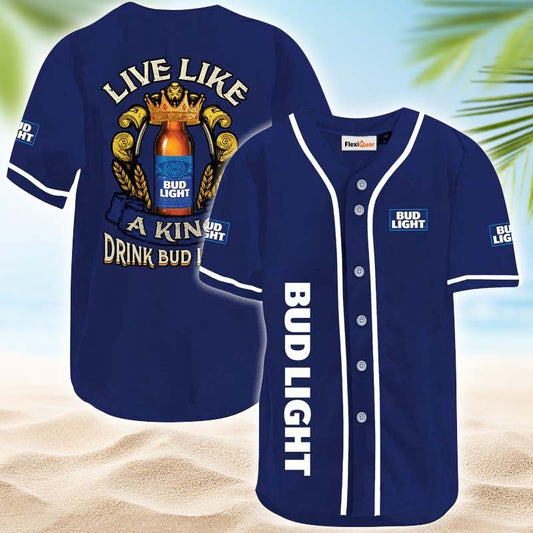 Bud Light Live Like A King Baseball Jersey - Flexiquor.com
