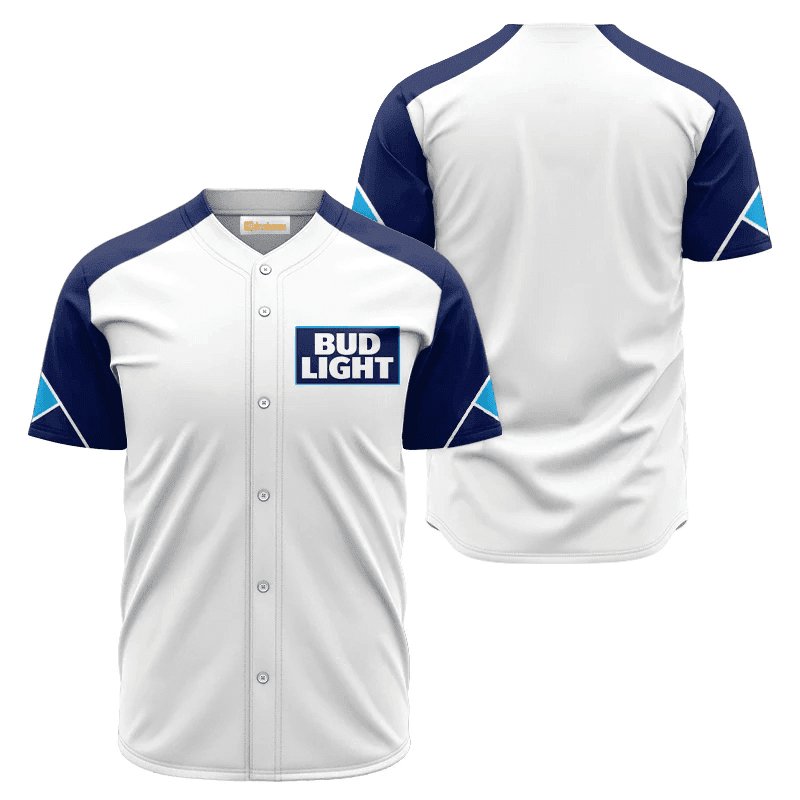 Bud Light White And Blue Jersey Shirt - Flexiquor.com