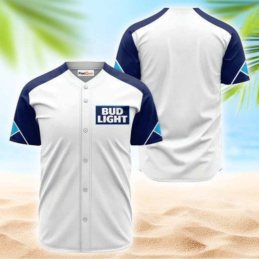 Bud Light White And Blue Jersey Shirt - Flexiquor.com