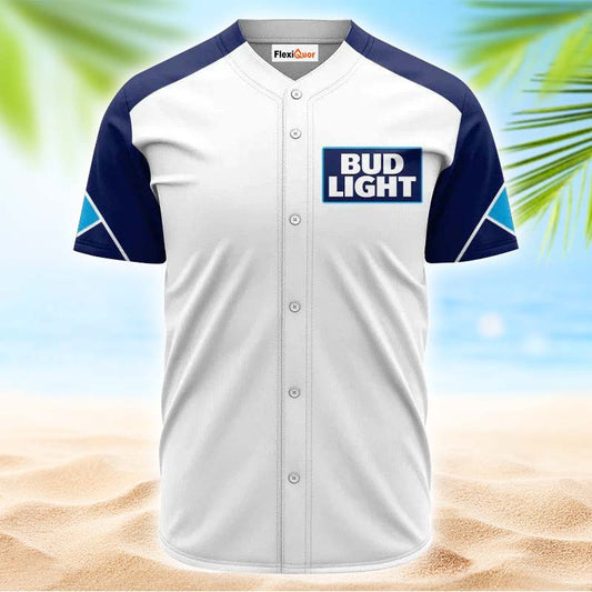 Bud Light White And Blue Jersey Shirt - Flexiquor.com