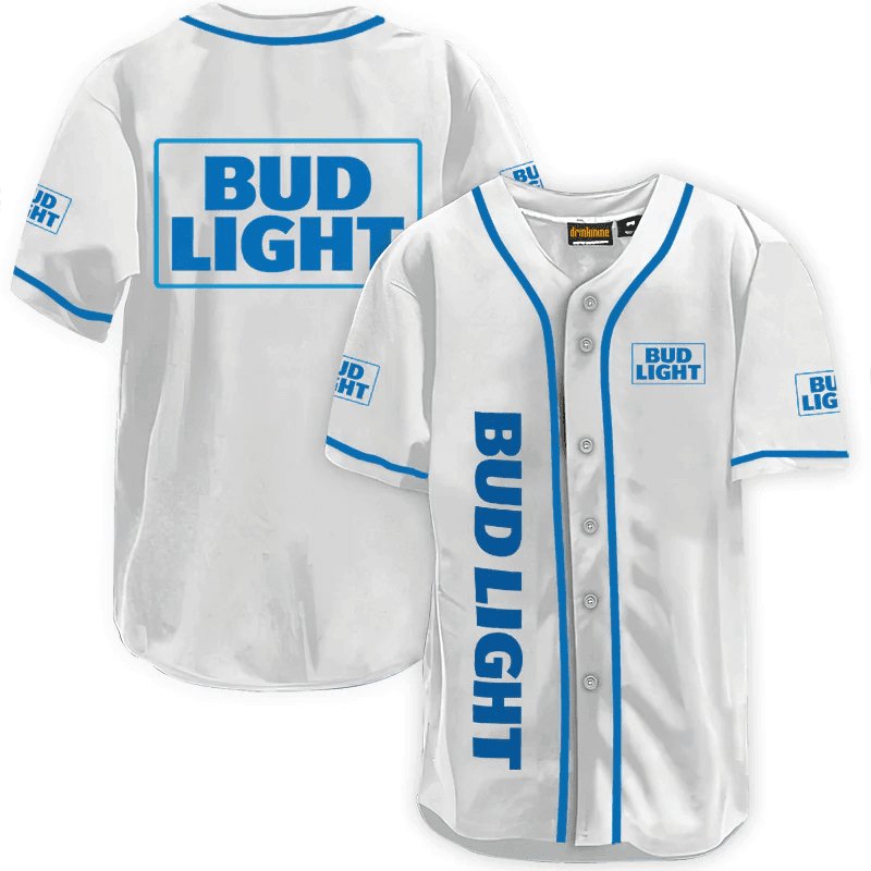 Bud Light White Baseball Jersey - Flexiquor.com