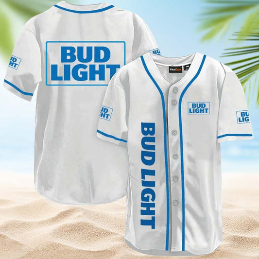 Bud Light White Baseball Jersey - Flexiquor.com