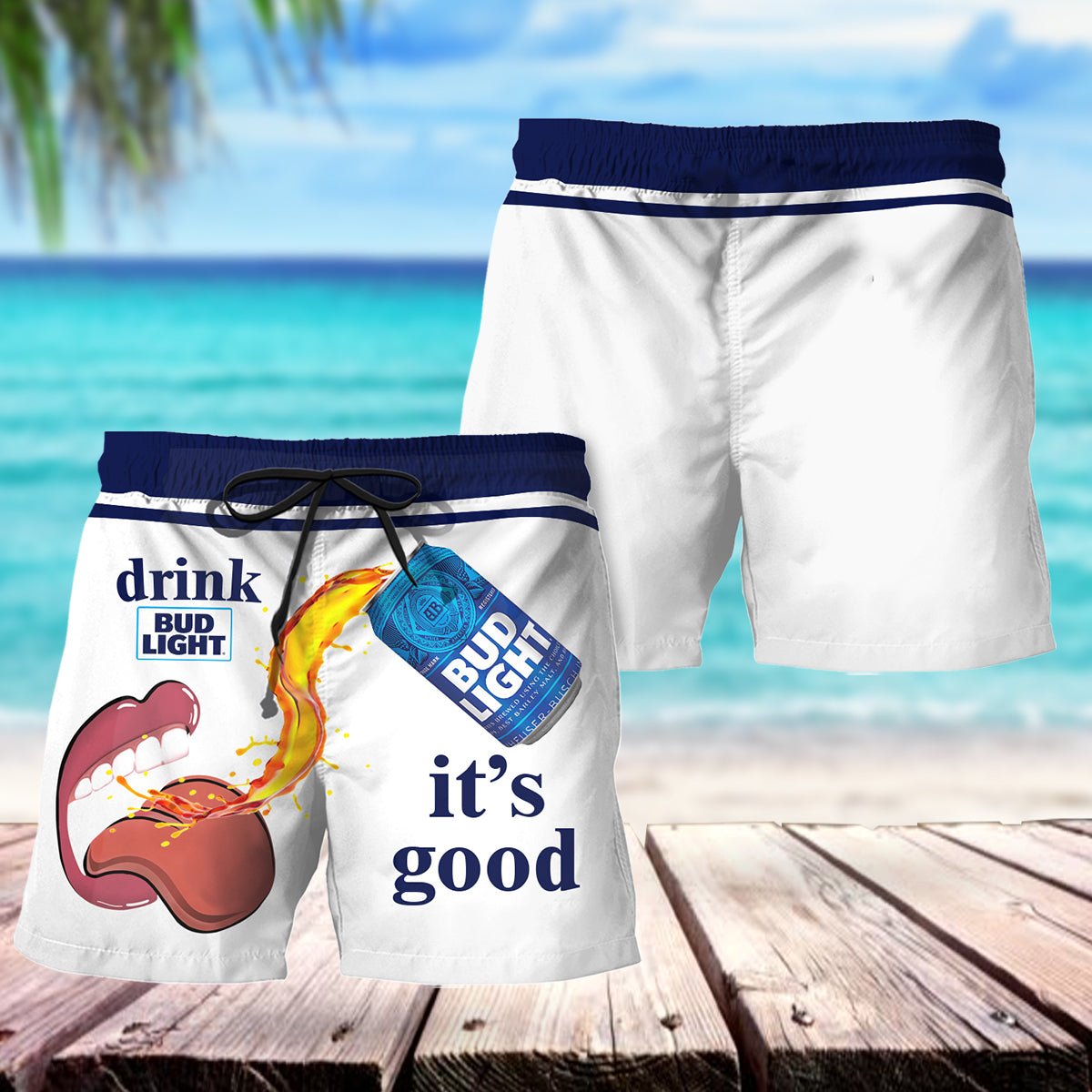 Let's Drink Bud Light Swim Trunks - Flexiquor.com