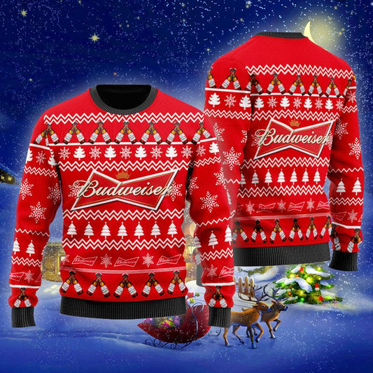 Christmas Cheers With Budweiser Beer Ugly Sweater - Flexiquor.com