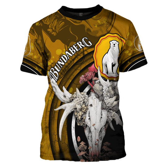 Bundaberg Deer Skull With Mushrooms T - Shirt - Flexiquor.com