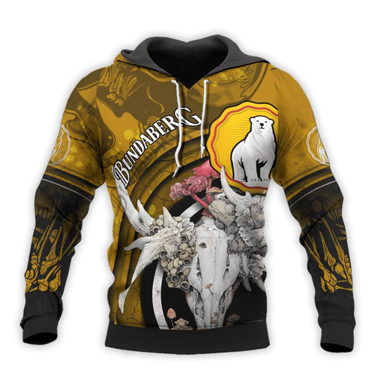 Personalized Bundaberg Deer Skull With Mushrooms Hoodie & Zip Hoodie - Flexiquor.com