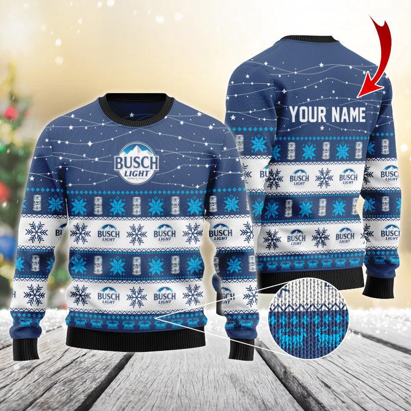 Personalized Christmas Twinkle Lights Busch Light Christmas Sweater