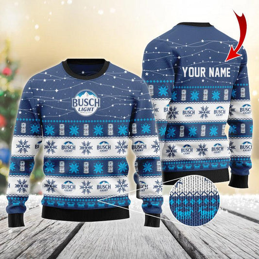 Personalized Christmas Twinkle Lights Busch Light Christmas Sweater