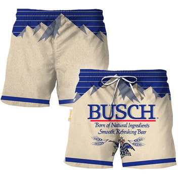 Busch Light Blue And Beige Swim Trunks - Flexiquor.com