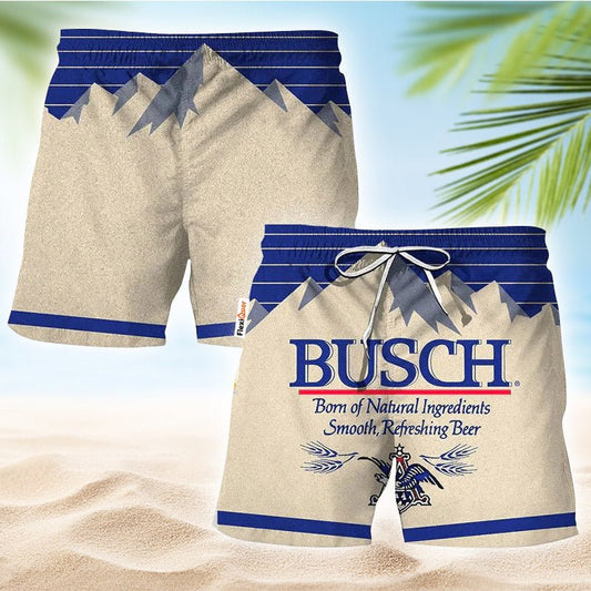 Busch Light Blue And Beige Swim Trunks - Flexiquor.com