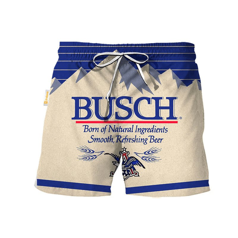 Busch Light Blue And Beige Swim Trunks - Flexiquor.com