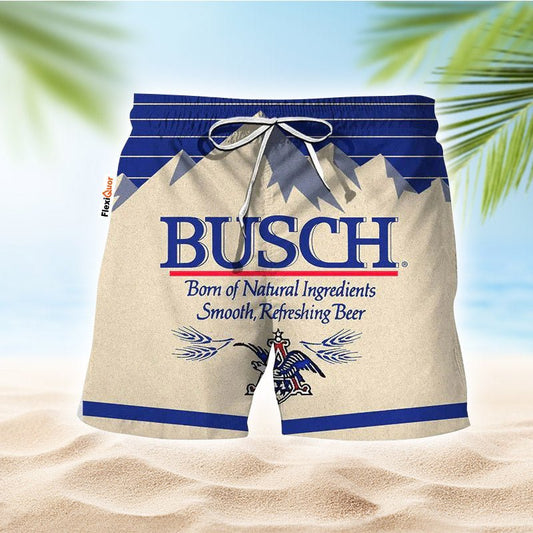 Busch Light Blue And Beige Swim Trunks - Flexiquor.com