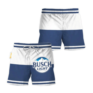 Busch Light Blue And White Basic Swim Trunks - Flexiquor.com