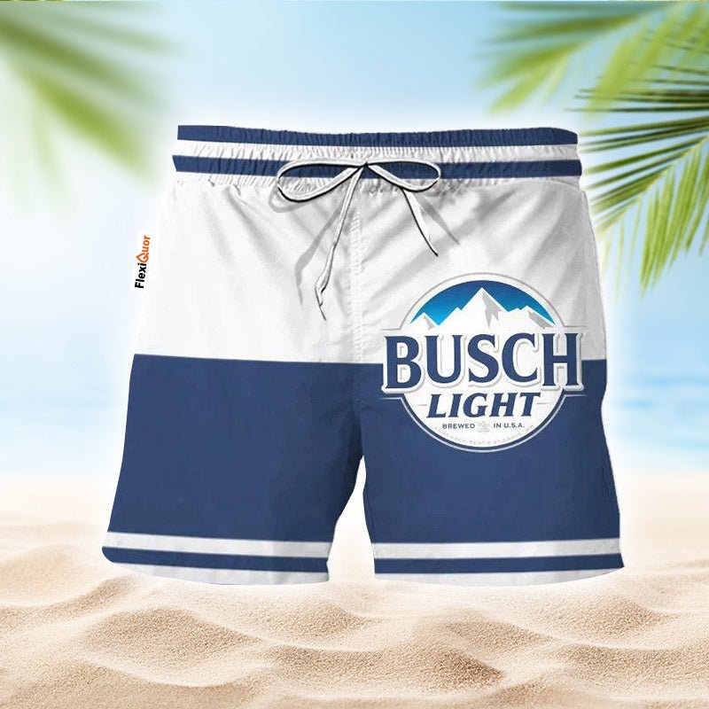 Busch Light Blue And White Basic Swim Trunks - Flexiquor.com